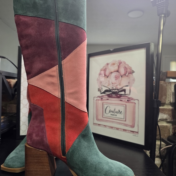 Chelsea & Violet Multicolor Patchwork Heeled Boots - Picture 3 of 7